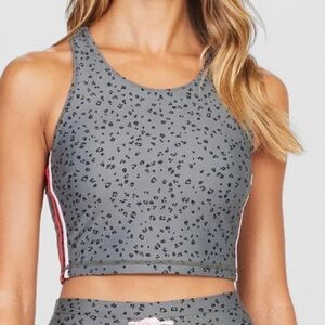 NWT THE UPSIDE Teeny Leopard Bianca Crop size XL green black with stripes
